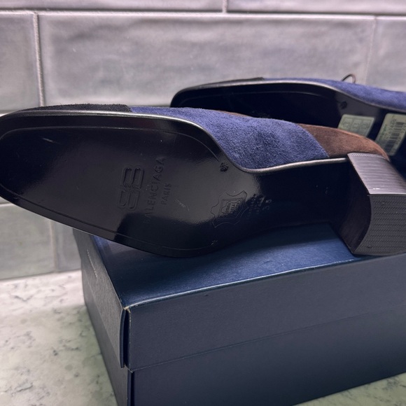 Balenciaga Suede Leather Oxford  Shoes Block Heel | Size 38/ 8 Tri Color - Picture 10 of 13